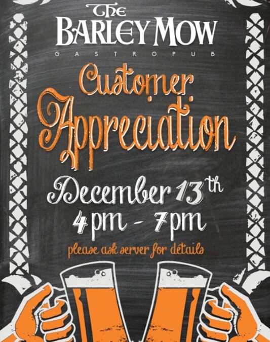 Christmas Appreciation Barley Mow Pubs Ottawa Brockville Kanata